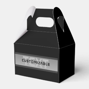 Modern Customisable Layered Text Black & Grey Favour Box