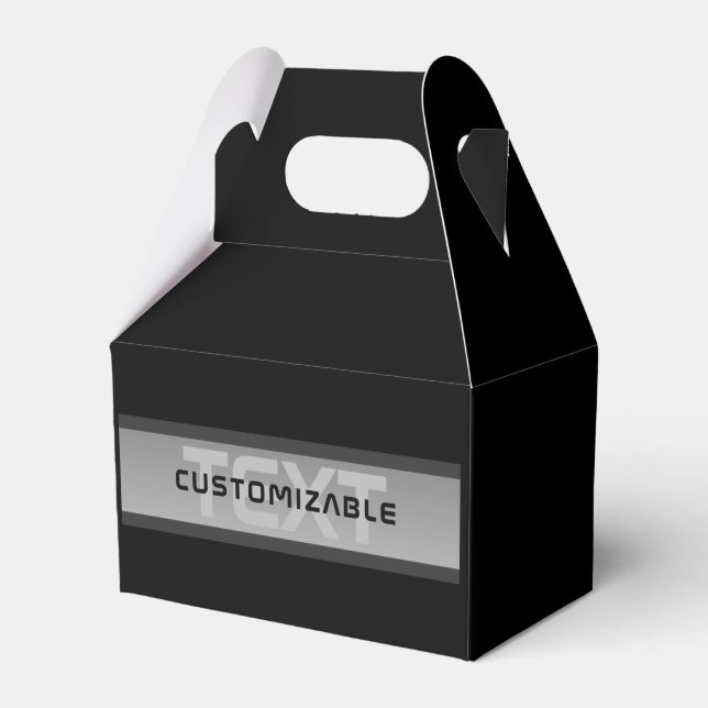Modern Customisable Layered Text | Black & Grey Favour Box (Front Side)