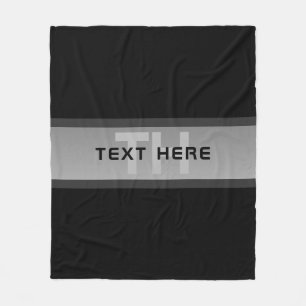 Modern Customisable Layered Text Black & Grey Fleece Blanket