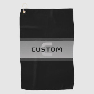 Modern Customisable Layered Text   Black & Grey Golf Towel