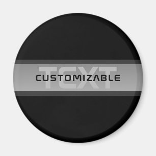 Modern Customisable Layered Text Black & Grey Magnet
