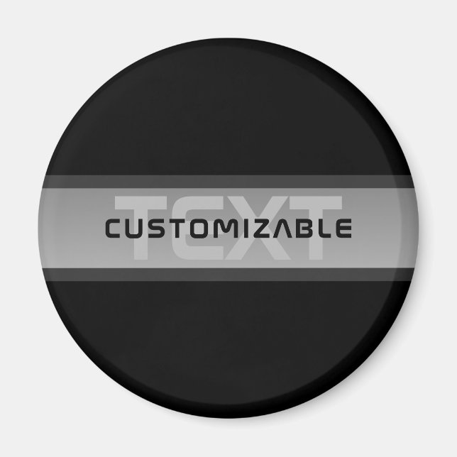 Modern Customisable Layered Text | Black & Grey Magnet (Front)