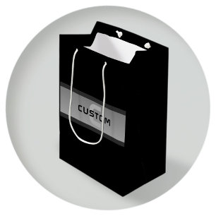 Modern Customisable Layered Text Black & Grey Medium Gift Bag
