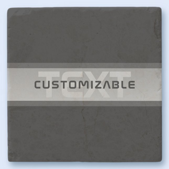 Modern Customisable Layered Text | Black & Grey Stone Coaster (Creator Uploaded)