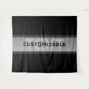 Modern Customisable Layered Text   Black & Grey Tapestry