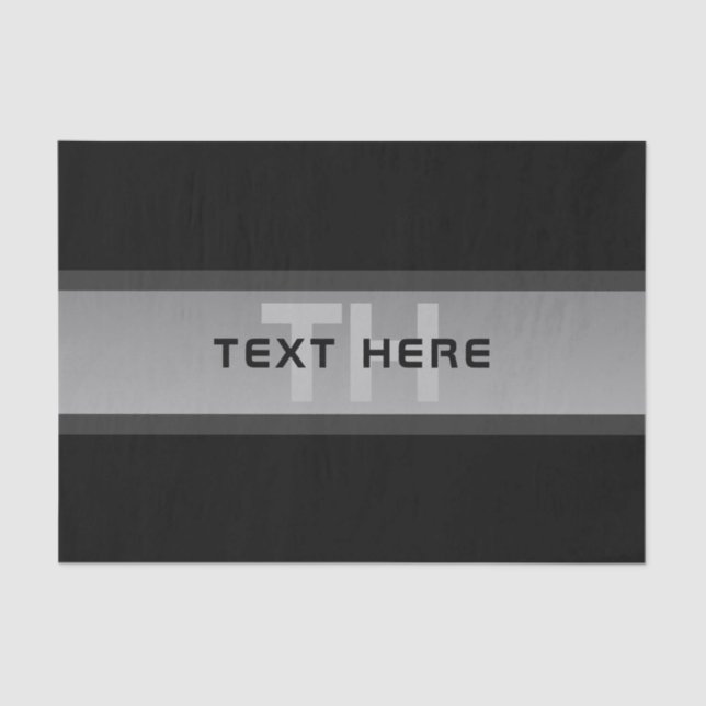 Modern Customisable Layered Text | Black & Grey Tissue Paper (Front)