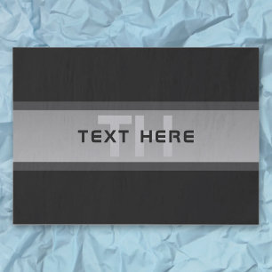 Modern Customisable Layered Text   Black & Grey Tissue Paper