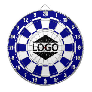 Modern Customisable Logo Image on Blue & White Dartboard