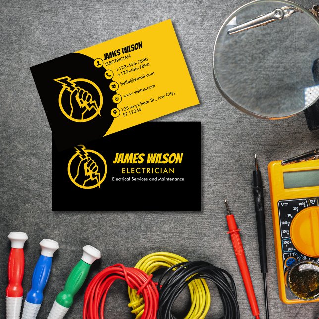 Modern & Customisable Professional Electrician Business Card (Creator Uploaded)