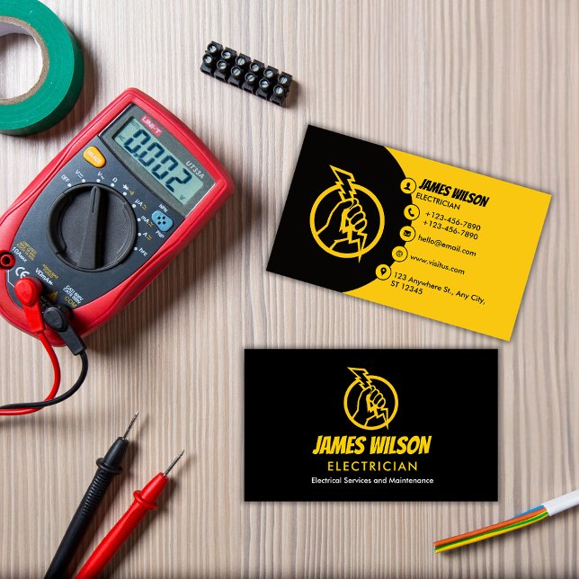 Modern & Customisable Professional Electrician Business Card (Creator Uploaded)