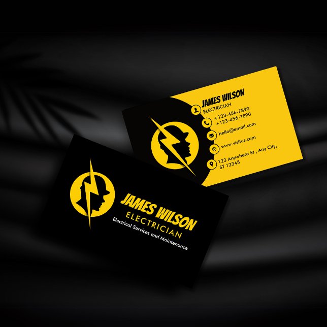Modern & Customisable Professional Electrician Business Card (Creator Uploaded)