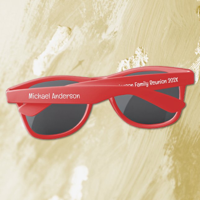 Modern Customised Family Reunion Red Plastic Sunglasses (Creator Uploaded)