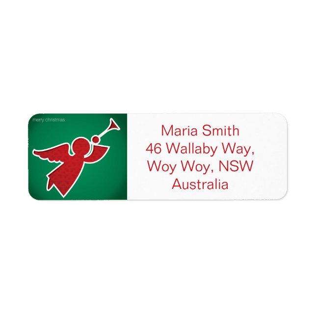 Modern cut out angel return address label (Front)