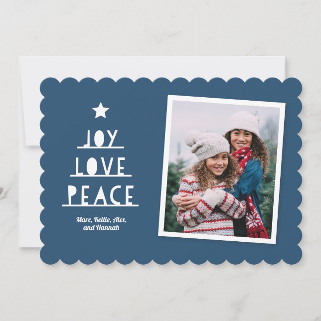 Modern Cut Slate Blue Holiday Card (Front)