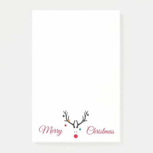 Modern cute abstract Christmas reindeers on white Post-it Notes (Front)