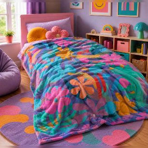 Modern cute Abstract colourful winter custom name Fleece Blanket
