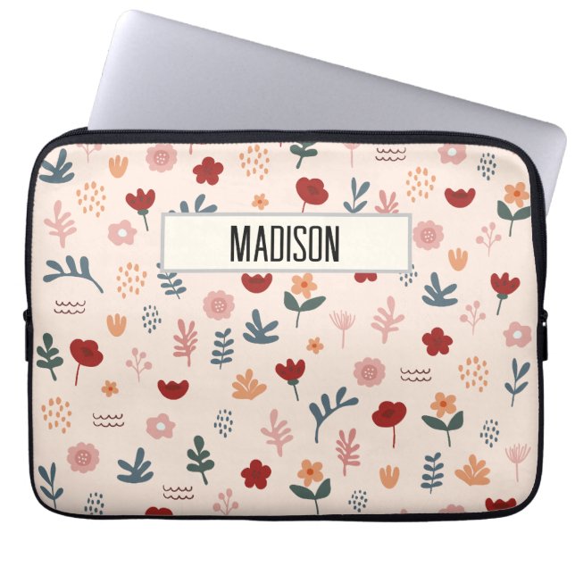 Modern Cute Aesthetic Flower Pattern Laptop Sleeve (Front)