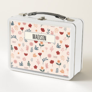 Modern Cute Aesthetic Flower Pattern Metal Lunch Box
