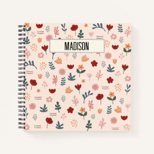 Modern Cute Aesthetic Flower Pattern Notebook