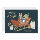 Modern Cute Animal Friends and Sleigh Christmas