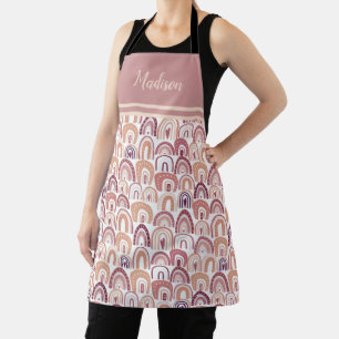 Modern Cute Assorted Pink Rainbow Calligraphy Apron