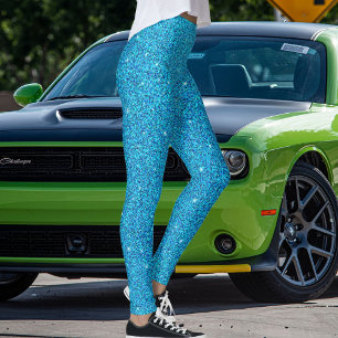 Modern Cute Baby Blue Azure Glitter Sparkles Gift Leggings