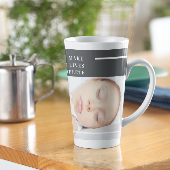 Modern Cute Baby Photo | Beauty Quote Latte Mug (Creator Uploaded)