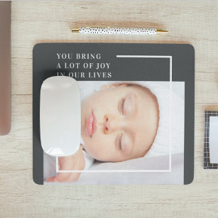Modern Cute Baby Photo   Beauty Quote Mouse Pad