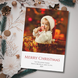 Modern Cute Baby Photo Festive Christmas Holiday Card