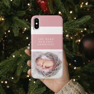 Modern Cute Baby Photo   Pink & White   Quote  Case-Mate iPhone Case