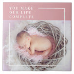 Modern Cute Baby Photo | Pink & White | Quote  Ceramic Tile<br><div class="desc">Introducing our delightful Modern Cute Baby Photo Pink & White Quote on a charming pink background! This adorable product is perfect for celebrating the joy and love your little one brings into your life. Whether you're looking for a heartwarming keepsake or a thoughtful gift, this design is just what you...</div>