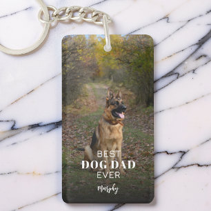 Modern Cute Best Dog Dad Ever Personalised Photo Key Ring