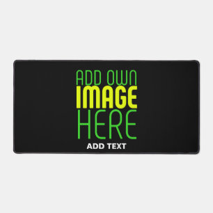 MODERN CUTE BLACK IMAGE TEXT TEMPLATE RECTANGULAR DESK MAT