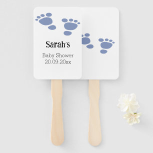 Modern Cute Blue Baby Footprint  Hand Fan