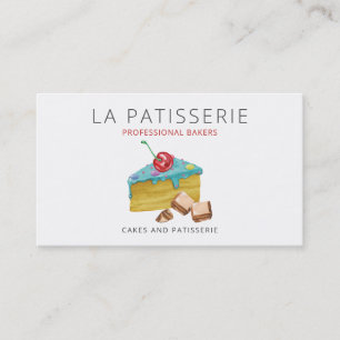 Modern Cute Blue Cake Bakery Pastry Chef Business Card