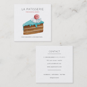 Modern Cute Blue Cheesecake Bakery Pastry Chef Square Business Card