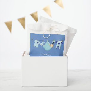 Modern Cute Blue Clothesline Boy Baby Shower Favour Bag
