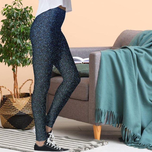 Modern Cute Blue Glitter Shiny Pattern Chrismas Leggings (Creator Uploaded)