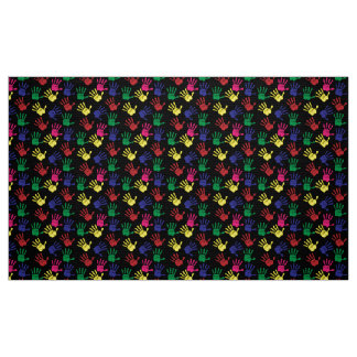Modern Cute Bright Colourful Hand Prints In Black  Fabric
