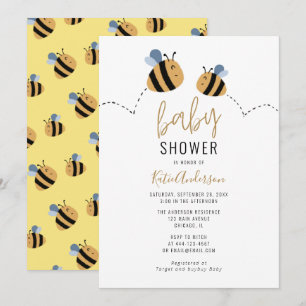 Modern Cute Bumble Bee Baby Shower Invitation