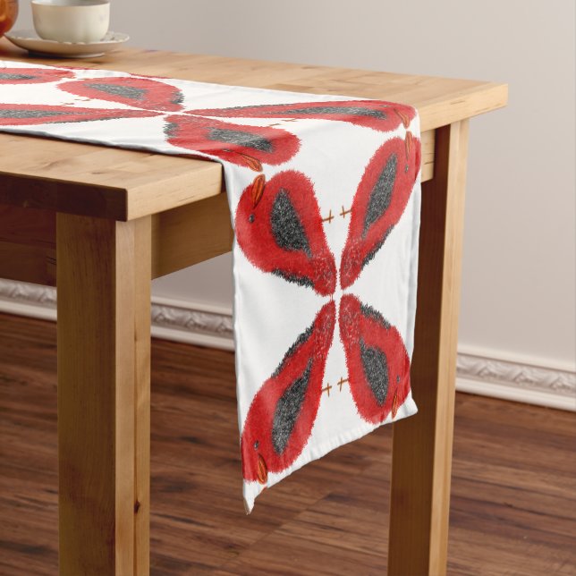 Modern cute cardinal Christmas Long Table Runner (In Situ)