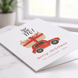 Modern Cute Chic Christmas Gift Red Car Holiday Card