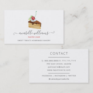 Modern Cute Chocolate Cake Bakery Pastry Chef Business Card