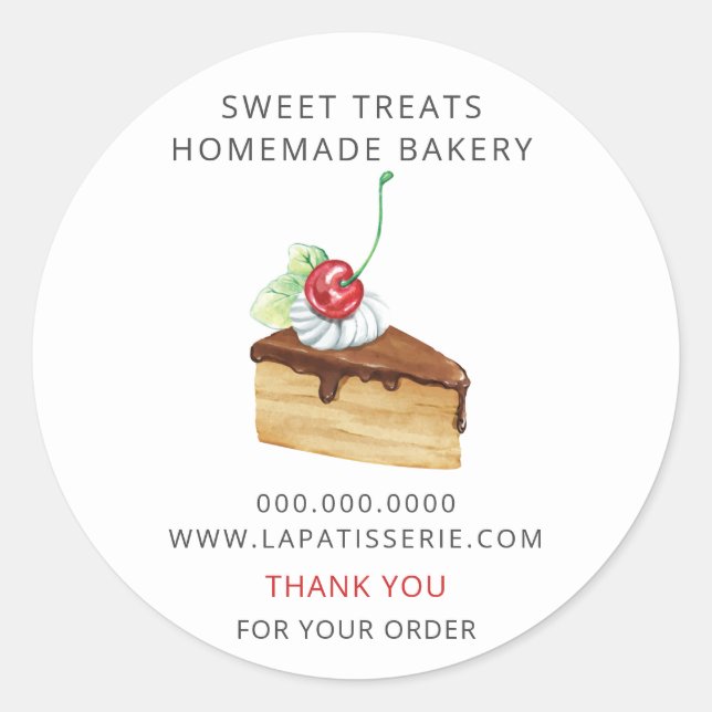 Modern Cute Chocolate Pastry Bakery Box Seals (Front)