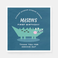 Modern Cute Chomping Alligator Safari Birthday