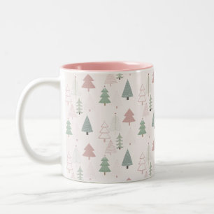 Modern Cute Christmas Forest Trees Pattern Two-Tone Coffee Mug