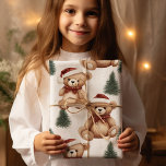 Modern Cute Christmas Teddy Bear Wrapping Paper<br><div class="desc">Transport yourself to a bygone era of festive nostalgia with our "Vintage Christmas Teddy Bears Red Wrapping Paper." This heartwarming design captures the timeless charm of classic holiday celebrations, featuring adorable teddy bears adorned in vintage Christmas attire. The rich red background sets the perfect stage for these endearing teddy bears,...</div>