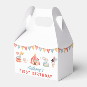 Modern Cute Circus Carnival Fiesta First Birthday Favour Box