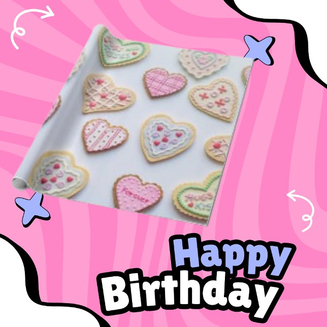 Modern Cute Colourful Candy Art Heart Pattern  Wrapping Paper (Creator Uploaded)