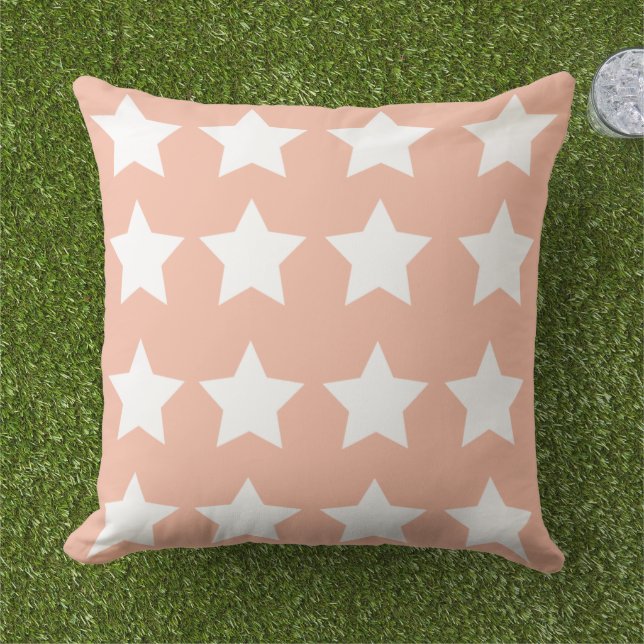 Modern cute colourful pink white stars for her chi cushion (Grass)